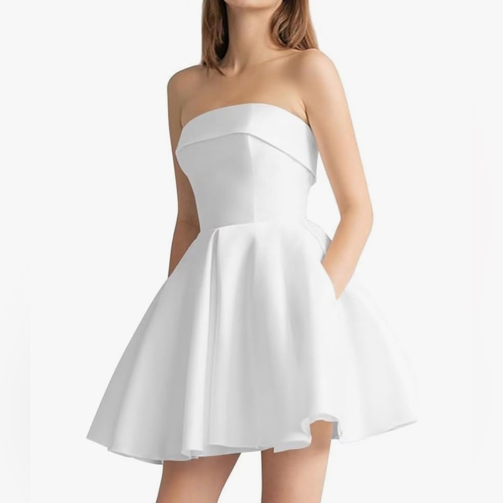NWT White Strapless Mini Dress - Bridal Shower, Princess Diaries Halloween